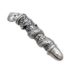 Stainless Steel Bullet Pendant Dragon Antique Silver, approx 12-50mm [SSB3593]