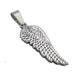 Stainless Steel Angel Wings Pendant Antique Silver, approx 13-38mm [SSB3614]