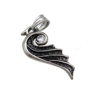 Stainless Steel Angel Wings Pendant Pave Rhinestone Antique Silver, approx 13-30mm [SSB3616]