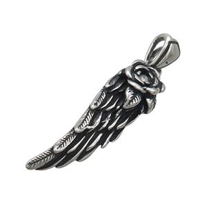 Stainless Steel Angel Wings Pendant Antique Silver, approx 10-35mm [SSB3619]