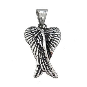 Stainless Steel Angel Wings Charms Pendant Antique Silver, approx 20-32mm [SSB3620]
