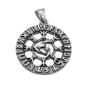 Stainless Steel Viking Compass Charms Pendant Antique Silver, approx 34mm [SSB3624]
