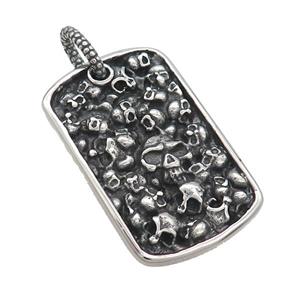 Stainless Steel Skull Charms Pendant Rectangle Antique Silver, approx 25-40mm [SSB3626]