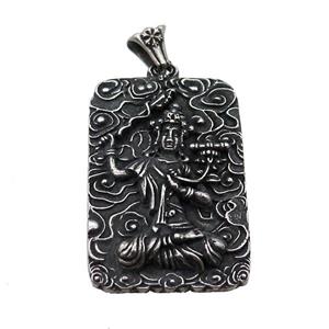Stainless Steel Buddha Charms Pendant Rectangle Antique Silver, approx 33-50mm [SSB3632]