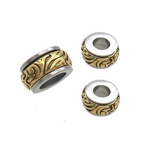 Stainless Steel Rondelle Beads Gold Plated, approx 11mm [SSB3635-11MM]