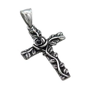 Stainless Steel Cross Pendant Antique Silver, approx 24-34mm [SSB3641]