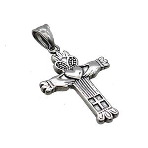Stainless Steel Cross Pendant Antique Silver, approx 18-36mm [SSB3644]