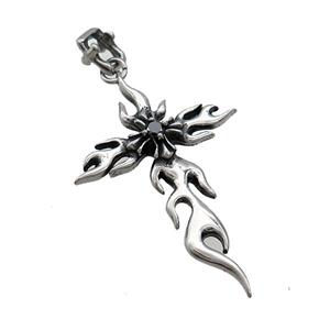 Stainless Steel Cross Pendant Pave Rhinestone Antique Silver, approx 30-47mm [SSB3655]