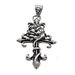 Stainless Steel Cross Pendant Antique Silver, approx 32-46mm [SSB3656]