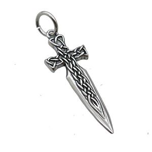 Stainless Steel Cross Pendant Sword Antique Silver, approx 16-43mm [SSB3660]