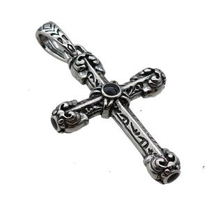 Stainless Steel Cross Pendant Antique Silver, approx 34-45mm [SSB3664]