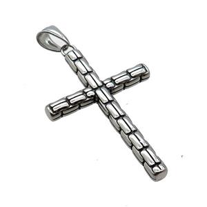 Stainless Steel Cross Pendant Antique Silver, approx 34-50mm [SSB3666]