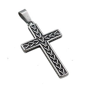 Stainless Steel Cross Pendant Antique Silver, approx 27-42mm [SSB3668]