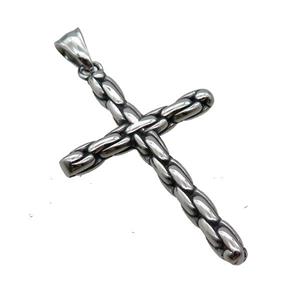 Stainless Steel Cross Pendant Antique Silver, approx 34-50mm [SSB3670]