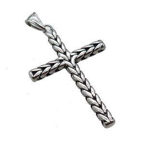 Stainless Steel Cross Pendant Antique Silver, approx 35-52mm [SSB3671]