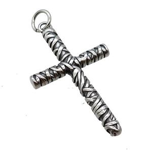 Stainless Steel Cross Pendant Antique Silver, approx 32-55mm [SSB3675]