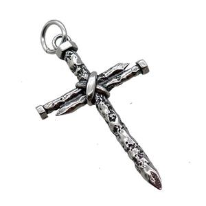 Stainless Steel Crucifix Cross Pendant Antique Silver, approx 32-50mm [SSB3676]