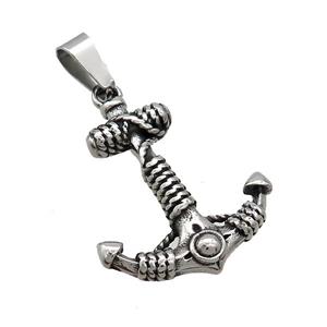 Stainless Steel Anchor Charms Pendant Antique Silver, approx 27-35mm [SSB3689]