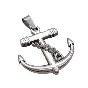 Stainless Steel Anchor Charms Pendant Antique Silver, approx 35mm [SSB3690]