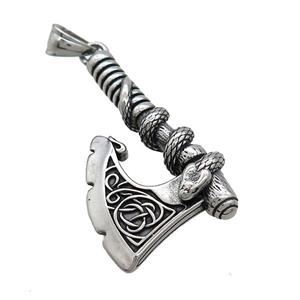 Stainless Steel Thor Axe Charms Pendant Antique Silver, approx 25-45mm [SSB3705]