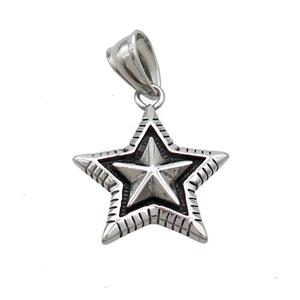 Stainless Steel Star Pendant Antique Silver, approx 22mm [SSB3713]
