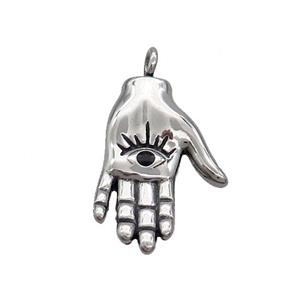 Stainless Steel Hand Pendant Evil Eye Antique Silver, approx 16-22mm [SSB3715]