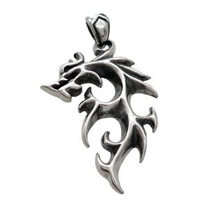 Stainless Steel Dragon Charms Pendant Antique Silver, approx 26-35mm [SSB3722]