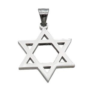 Raw Stainless Steel David Star Pendant, approx 35mm [SSB3726]