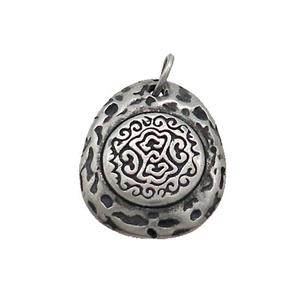 Stainless Steel OM Teardrop Pendant Antique Silver, approx 20-23mm [SSB3728]