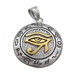 Stainless Steel Gold Eye Of Horus Charms Pendant Zodiac Antique Silver, approx 33mm [SSB3734]