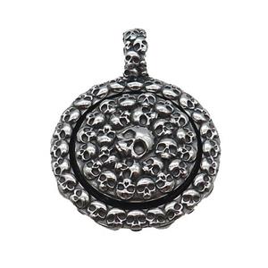 Stainless Steel Skull Charms Pendant Antique Silver, approx 28mm [SSB3737]