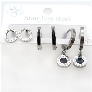 Raw Stainless Steel Earrings, approx 6-10mm, 14mm dia [SSB3741]