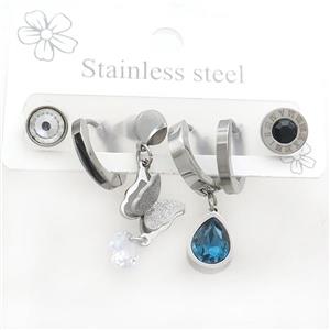 Raw Stainless Steel Earrings, approx 6-10mm, 14mm dia [SSB3744]