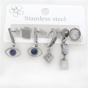 Raw Stainless Steel Earrings Eye, approx 6-10mm, 14mm dia [SSB3757]