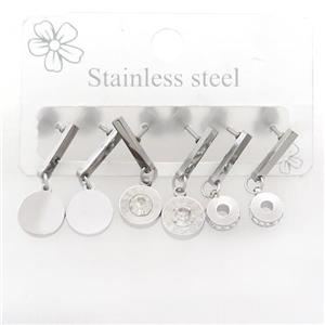 Raw Stainless Steel Earrings, approx 6-10mm, 14mm dia [SSB3764]