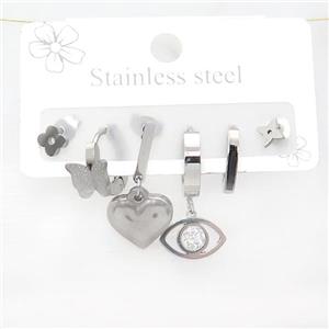 Raw Stainless Steel Earrings, approx 6-10mm, 14mm dia [SSB3769]