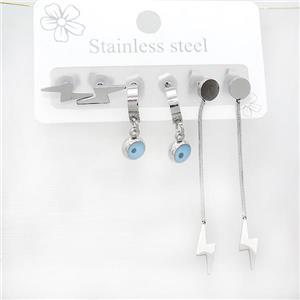 Raw Stainless Steel Earrings Lightning, approx 6-10mm, 14mm dia [SSB3770]