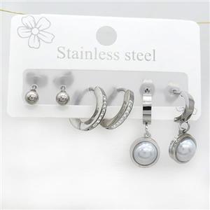 Raw Stainless Steel Earrings, approx 6-10mm, 14mm dia [SSB3774]