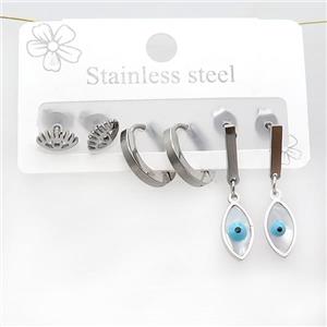 Raw Stainless Steel Earrings Eye, approx 6-10mm, 14mm dia [SSB3776]