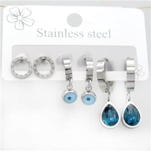 Raw Stainless Steel Earrings, approx 6-10mm, 14mm dia [SSB3784]