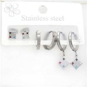 Raw Stainless Steel Earrings Northstar, approx 6-10mm, 14mm dia [SSB3792]