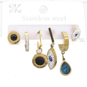Stainless Steel Earrings Gold Plated, approx 6-10mm, 14mm dia [SSB3796]
