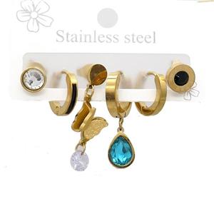 Stainless Steel Earrings Gold Plated, approx 6-10mm, 14mm dia [SSB3798]