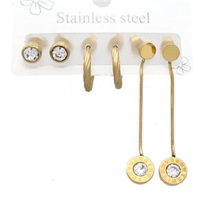 Stainless Steel Earrings Gold Plated, approx 6-10mm, 14mm dia [SSB3809]