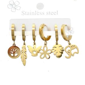 Stainless Steel Earrings Mixed Shapes Gold Plated, approx 6-10mm, 14mm dia [SSB3812]