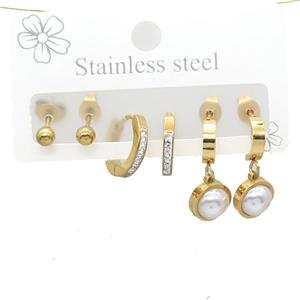 Stainless Steel Earrings Gold Plated, approx 6-10mm, 14mm dia [SSB3817]