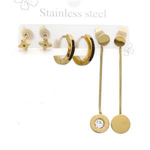 Stainless Steel Earrings Gold Plated, approx 6-10mm, 14mm dia [SSB3819]