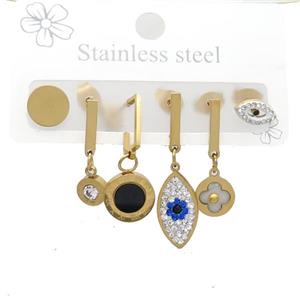 Stainless Steel Earrings Gold Plated, approx 6-10mm, 14mm dia [SSB3823]