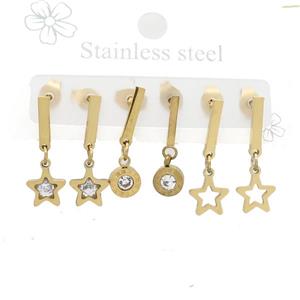 Stainless Steel Earrings Star Gold Plated, approx 6-10mm, 14mm dia [SSB3824]