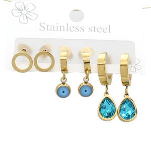Stainless Steel Earrings Gold Plated, approx 6-10mm, 14mm dia [SSB3825]